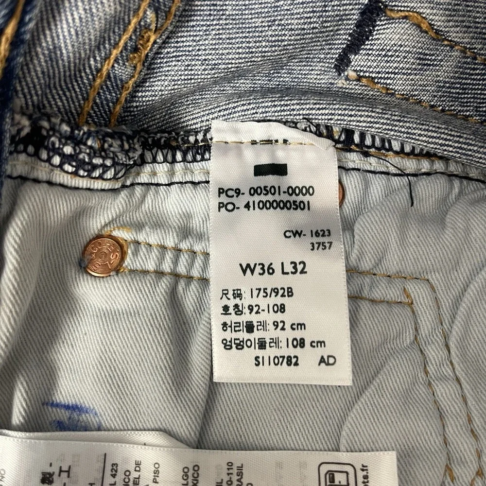 Levis 501 Jeans Mens 36x32 Blue Premium Original Button Fly Denim Grunge 90s